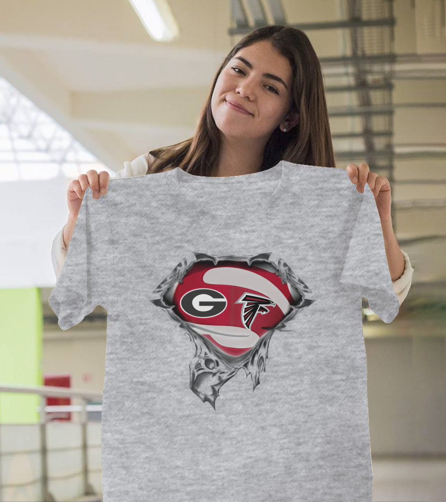 Georgia Bulldogs Atlanta Falcons Logo Mashup T-Shirt
