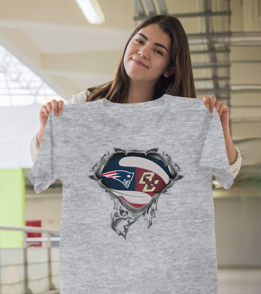 New England Patriots Boston College Eagles Logo Mashup T-Shirt