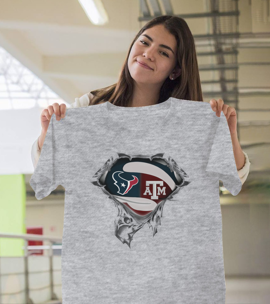 Texans A&M Aggies Logo Fusion Superhero Symbol T-Shirt