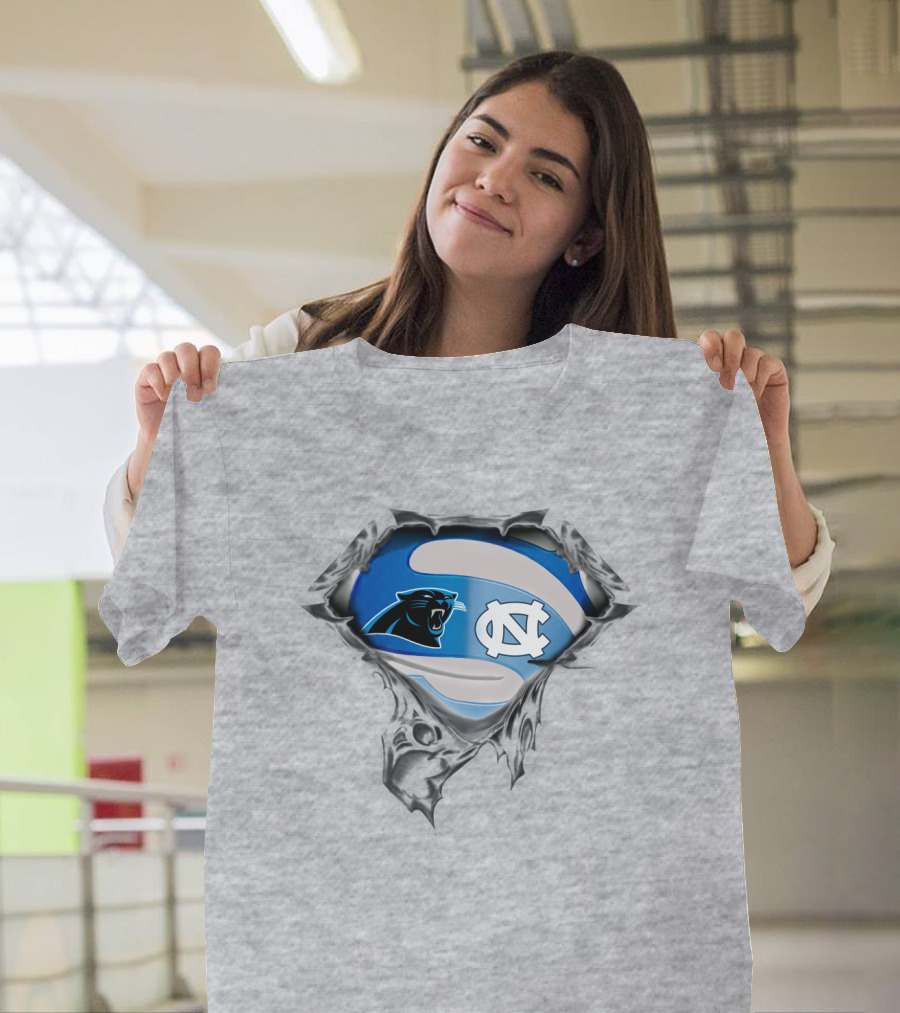 Carolina Panthers Tar Heels Nc Logo Mashup T-Shirt