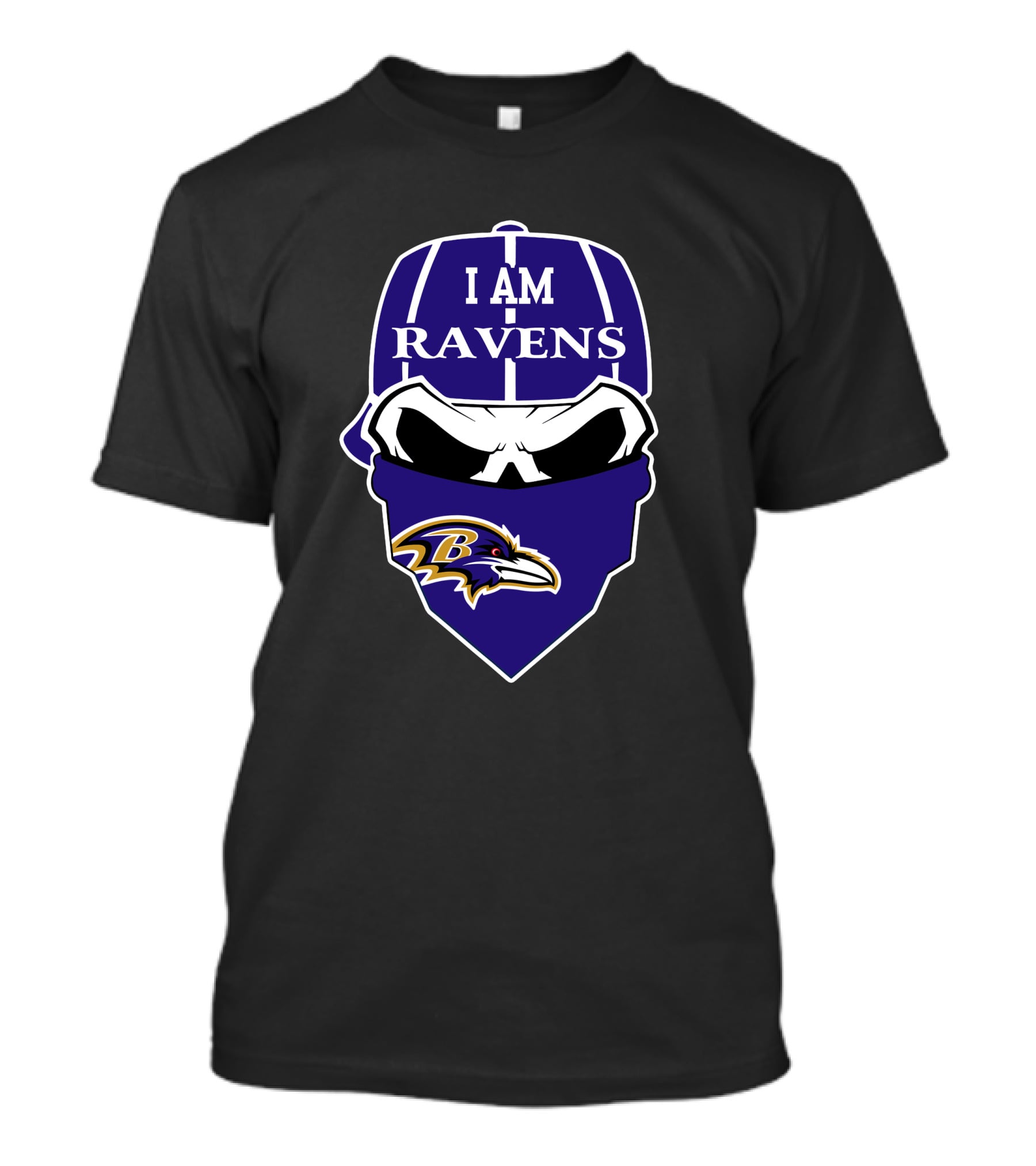 I Am Ravens Baltimore Ravens Skull Bandana T-Shirt