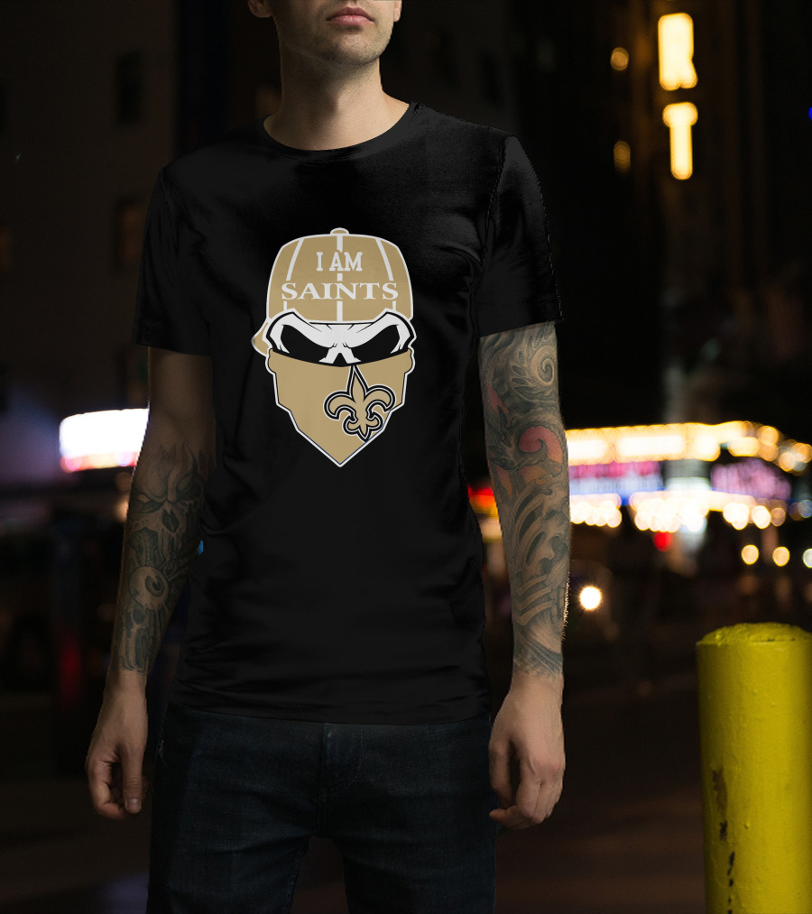 I Am New Orleans Saints Skull Fleur-De-Lis T-Shirt