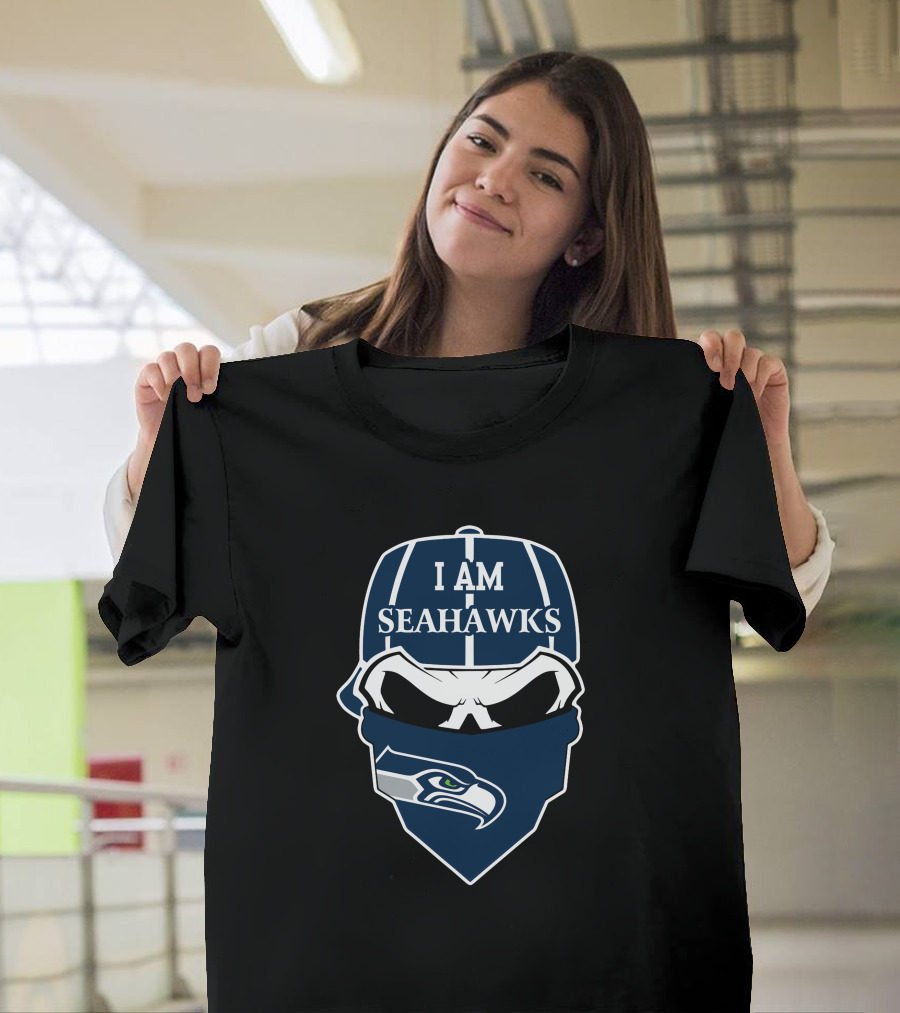 I Am Seahawks Skull Mask With Seattle Seahawks T-Shirt