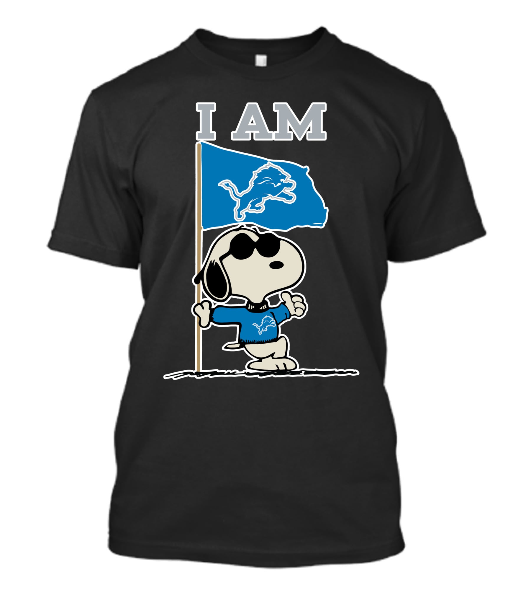 I Am Detroit Lions Snoopy Flag Football Fan T-Shirt