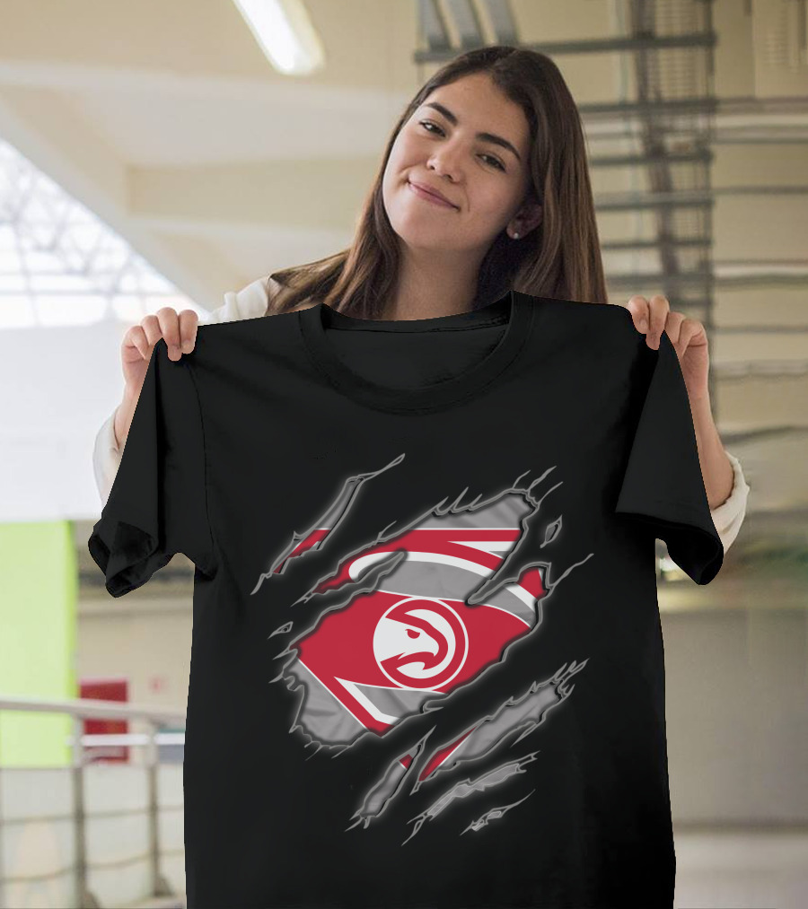 Atlanta Hawks Superman Logo Ripped Reveal T-Shirt