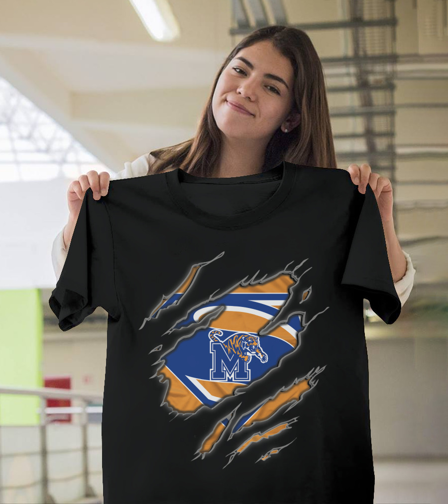 Memphis Tigers Superman Logo With Tiger And Claw Marks T-Shirt