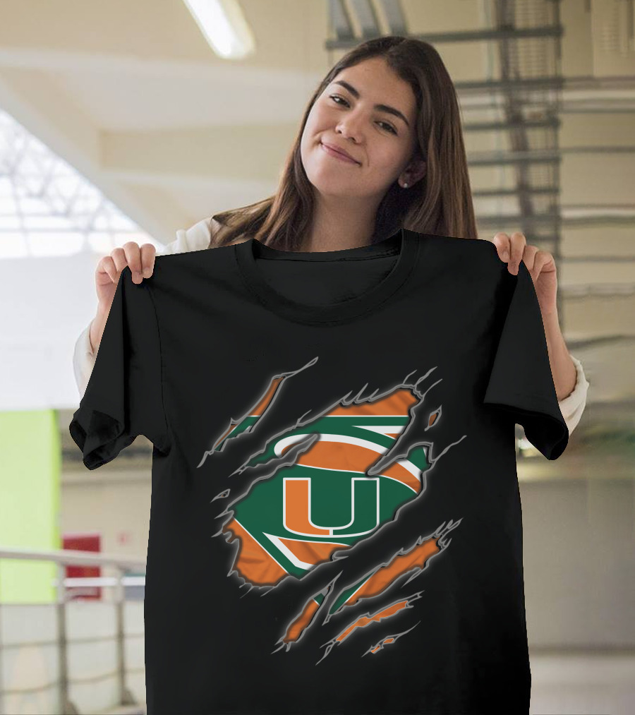 Miami Hurricanes Superman U Logo Claw Marks T-Shirt