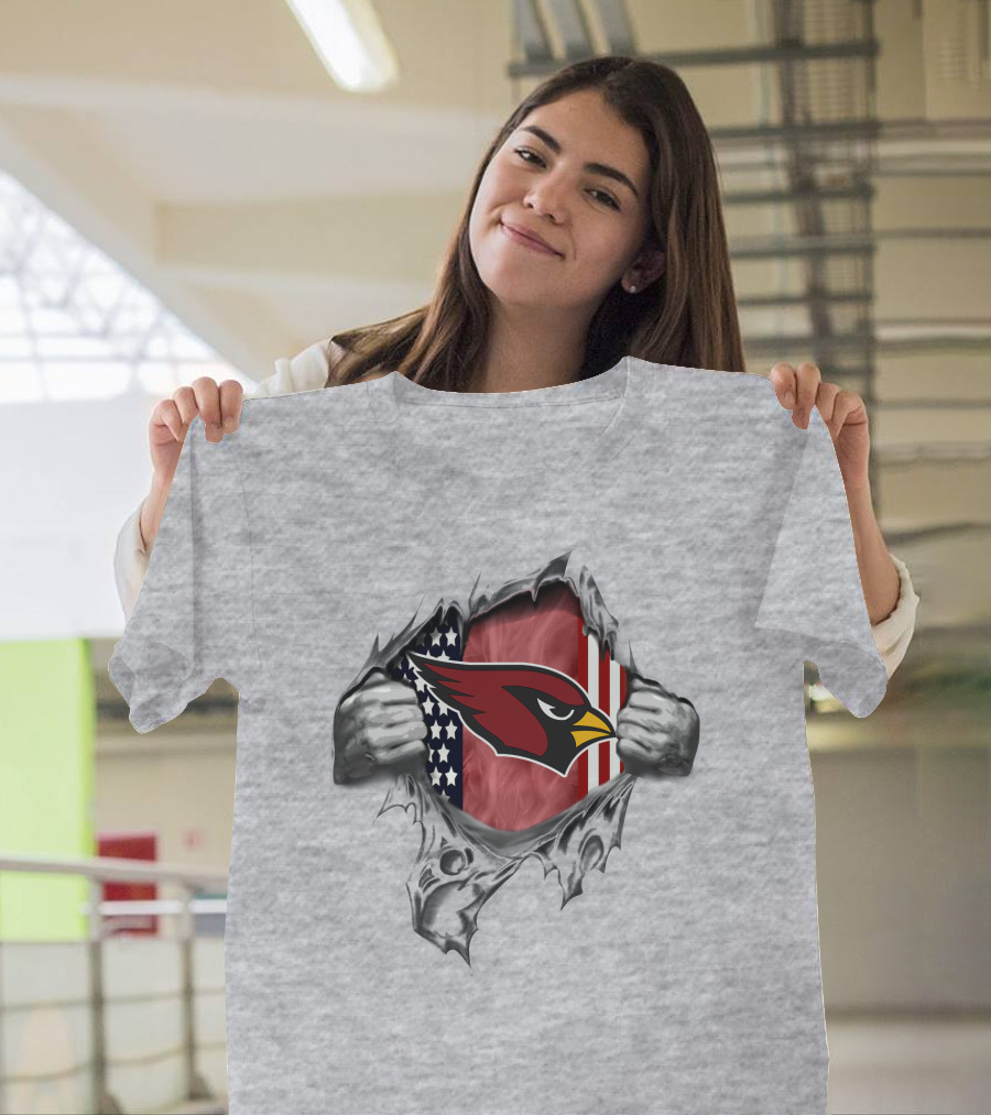 Arizona Cardinals Logo American Flag T-Shirt
