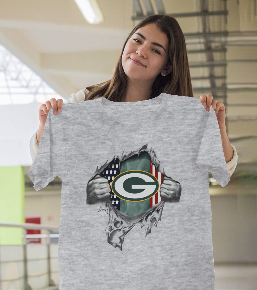 Green Bay Packers American Flag Fan Pride T-Shirt