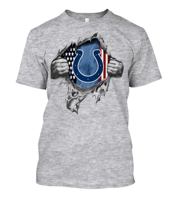 American Flag Indianapolis Colts Logo Tear T-Shirt