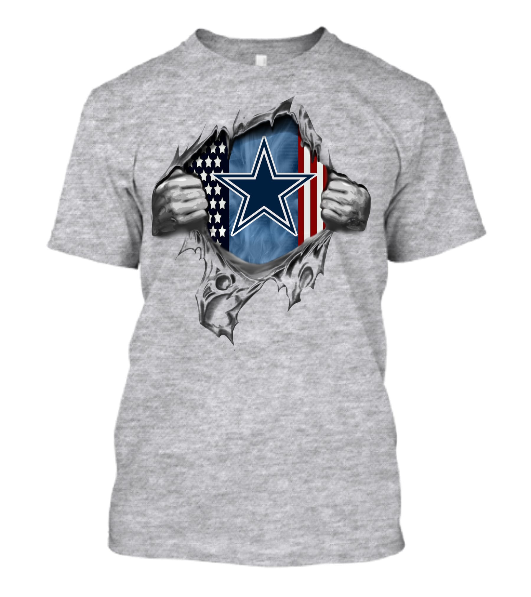 Dallas Cowboys Star And American Flag Tear T-Shirt