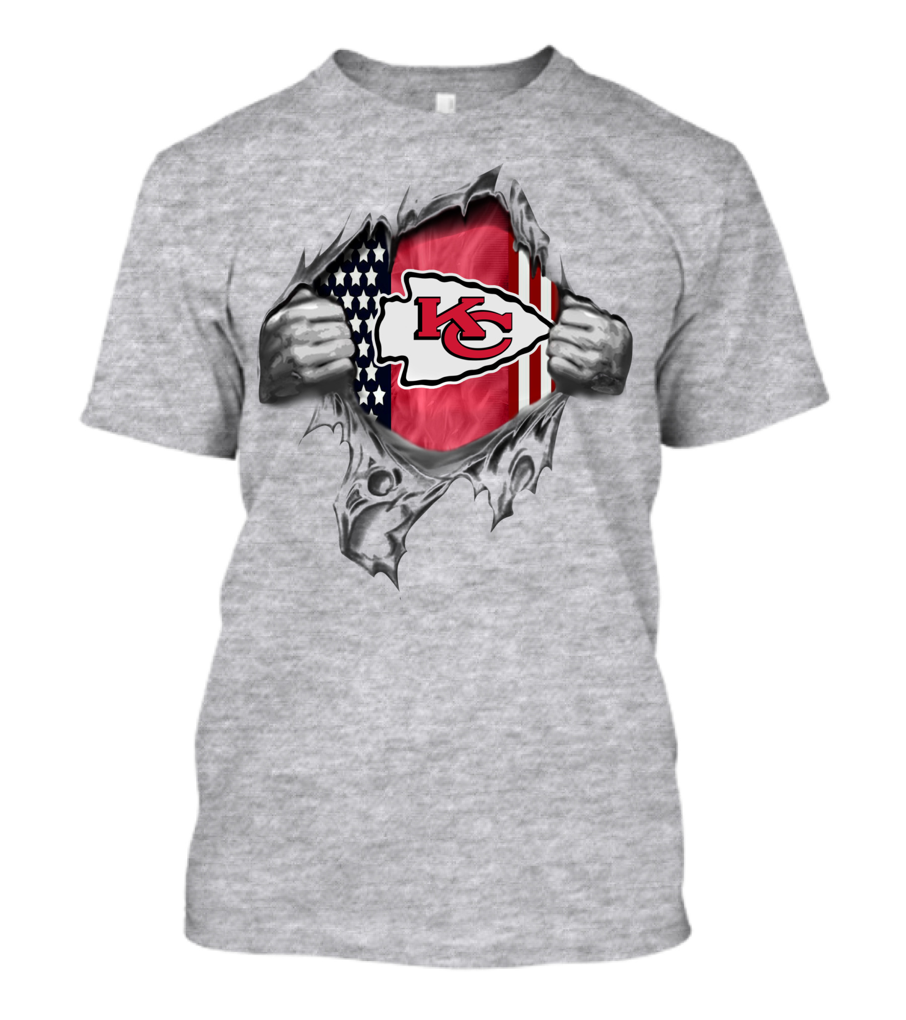 Kansas City Chiefs American Flag Tear Open T-Shirt