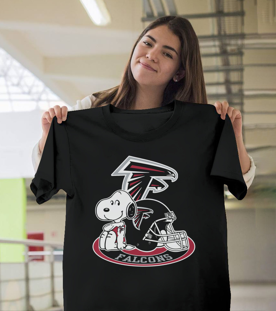 Atlanta Falcons Snoopy With Falcons Logo And Helmet T-Shirt