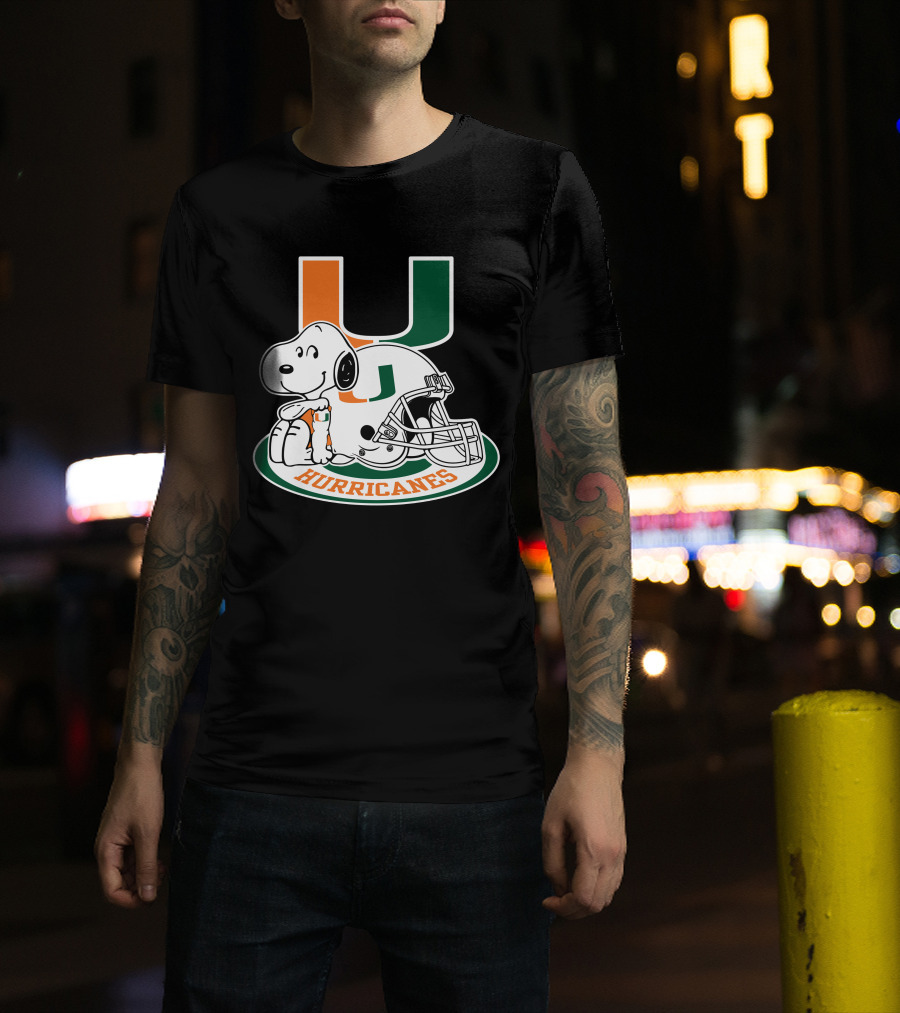 Miami Hurricanes Snoopy U Logo Helmet T-Shirt