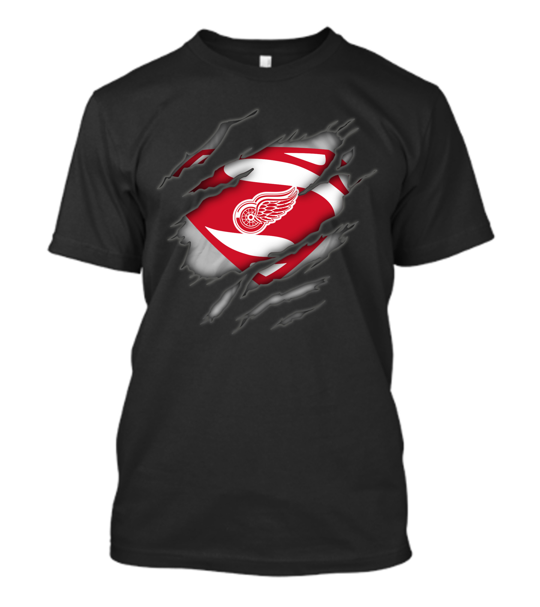 Detroit Red Wings Hockey Superman Logo Fusion T-Shirt