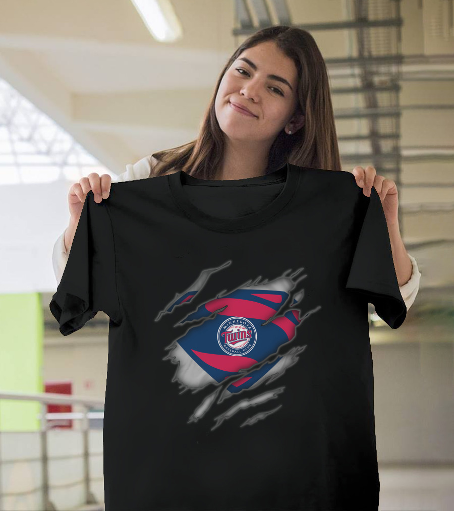 Minnesota Twins Baseball Club Ripped Superman T-Shirt