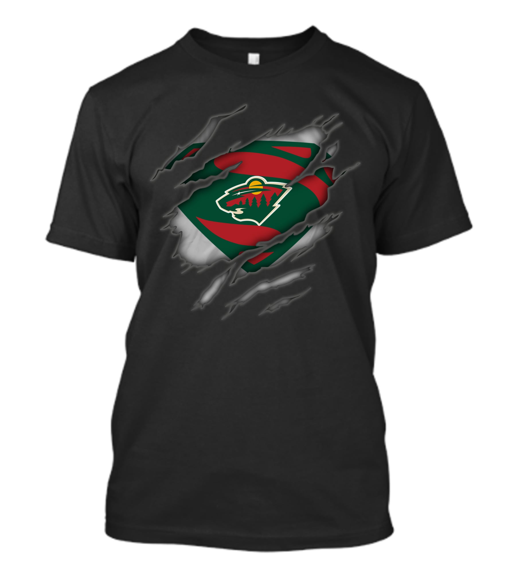 Minnesota Wild Claw Tear Superhero T-Shirt