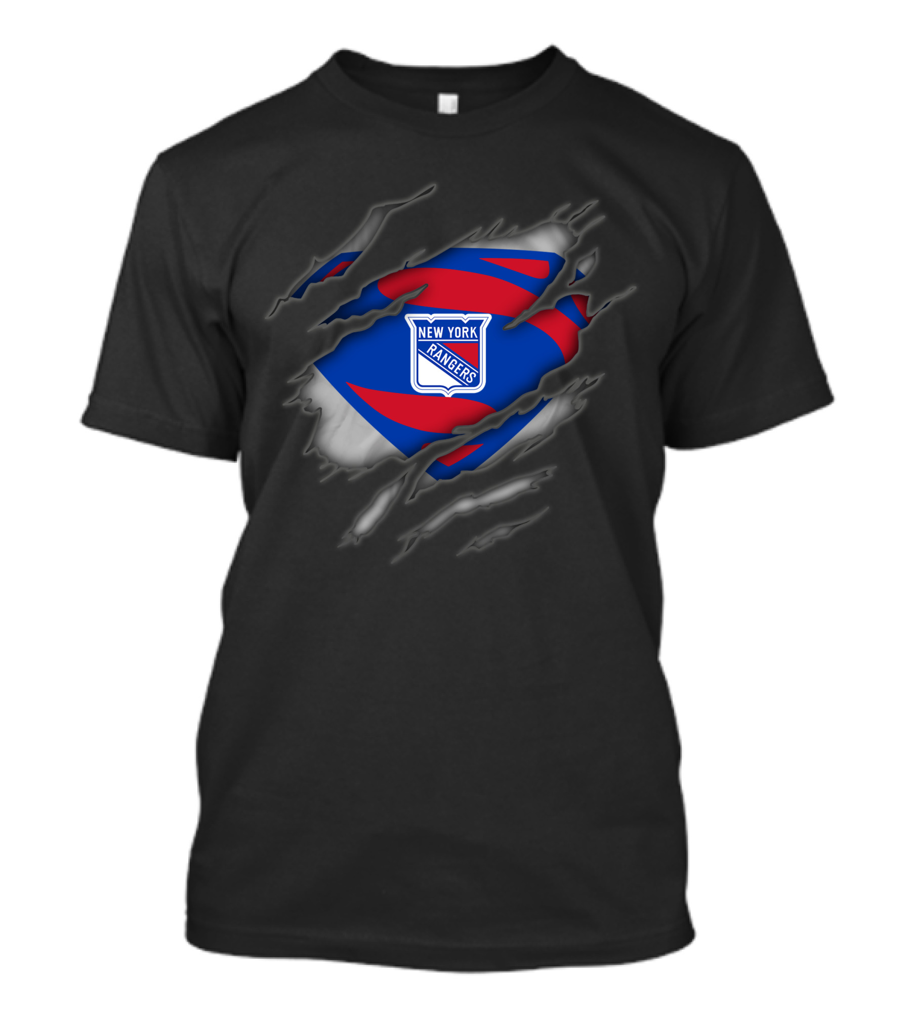 New York Rangers Logo Ripped Superman Style T-Shirt