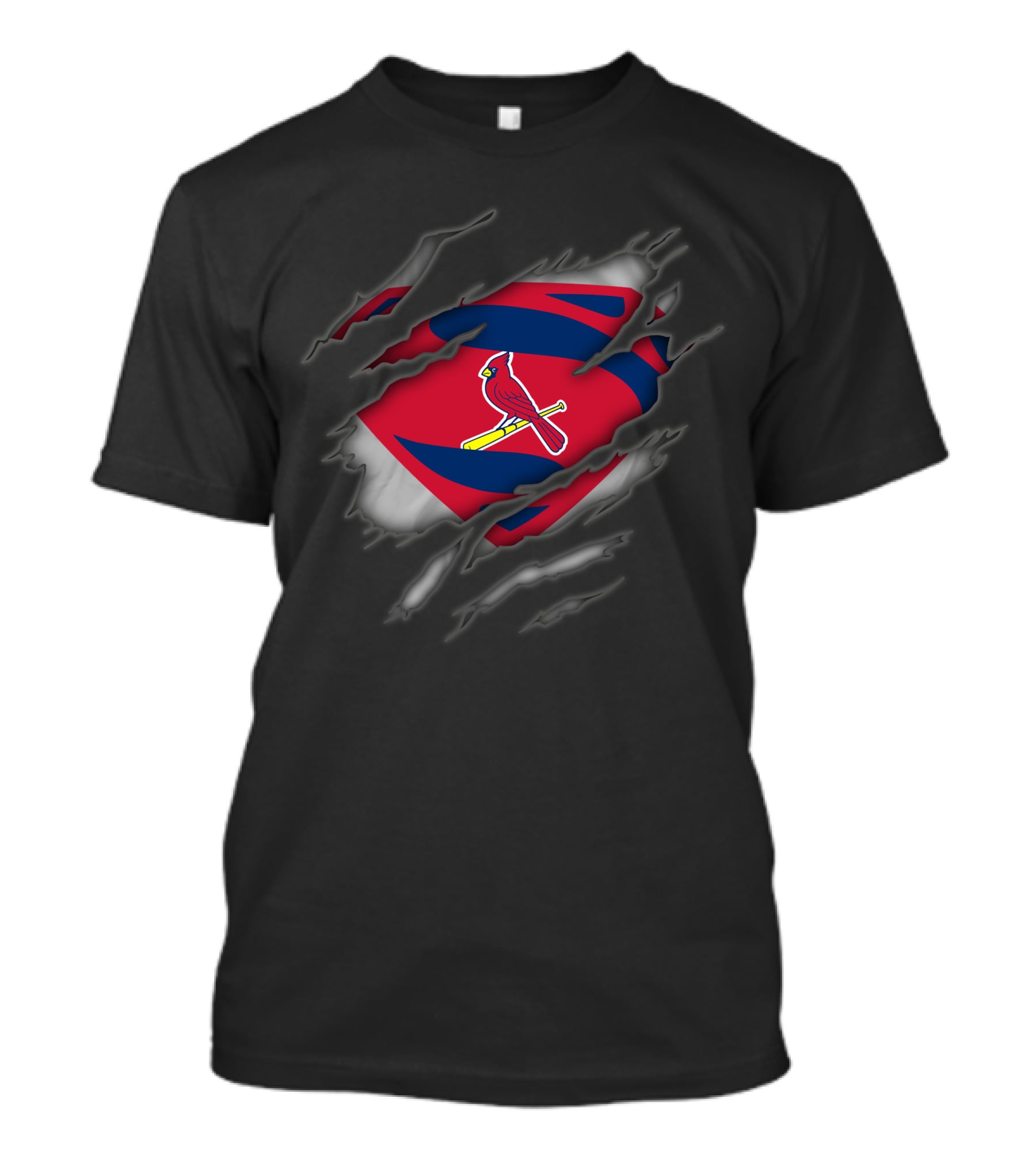 St Louis Cardinals Superman Logo With Torn Suit T-Shirt