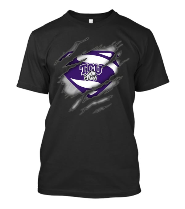Tcu Horned Frogs Superman Logo With Rip Effect T-Shirt