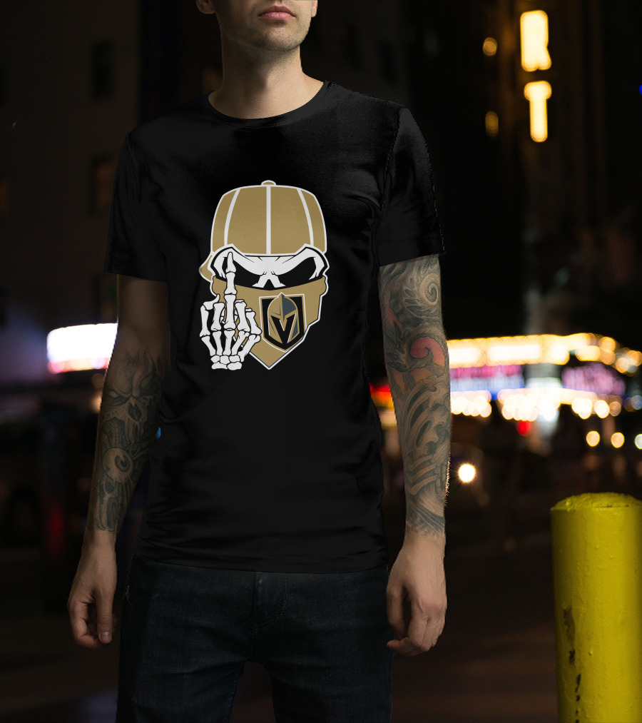 Vegas Golden Knights Skull Skeleton Middle Finger T-Shirt