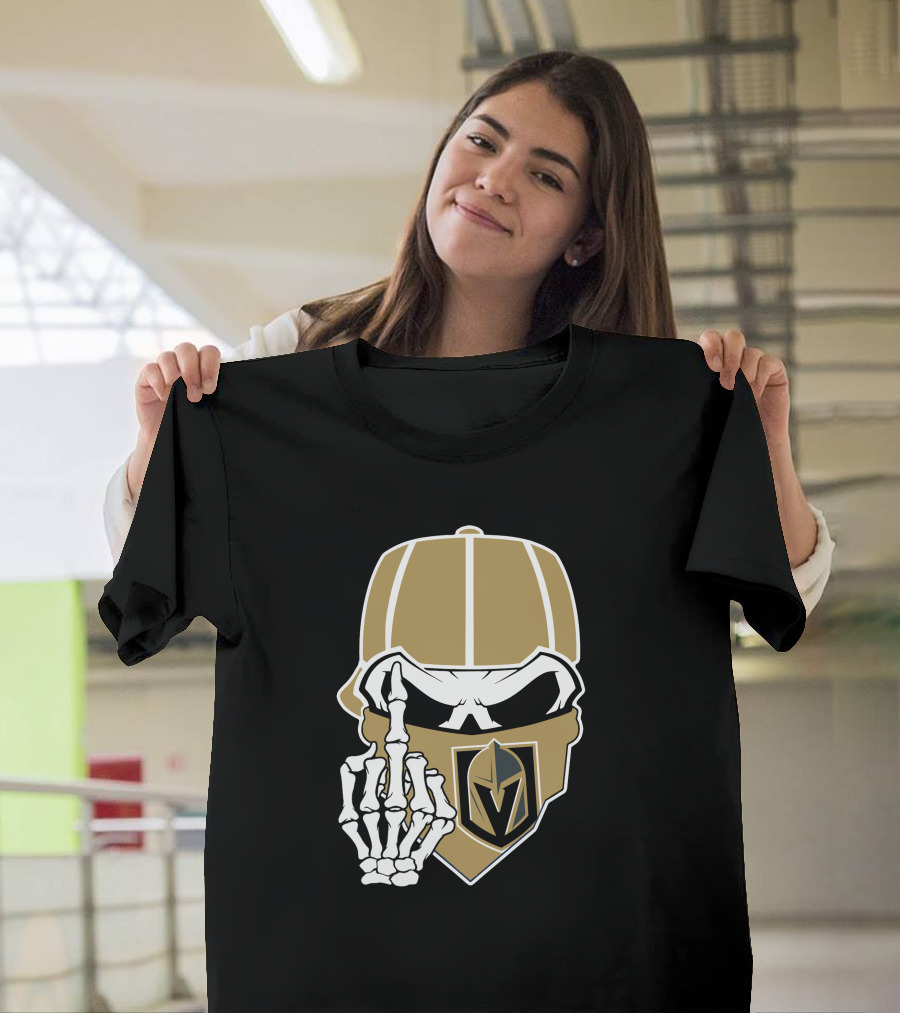 Vegas Golden Knights Skull Skeleton Middle Finger T-Shirt