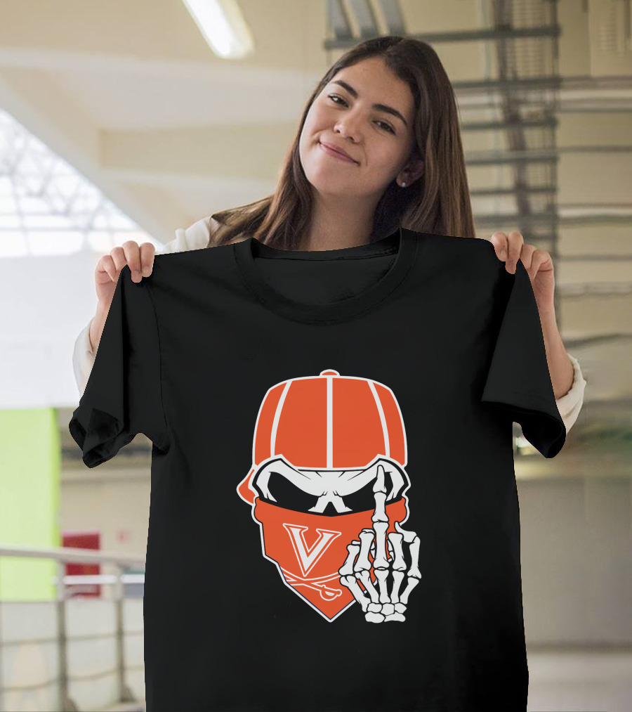 Virginia Cavaliers Skull Bandana Skeleton Gesture T-Shirt