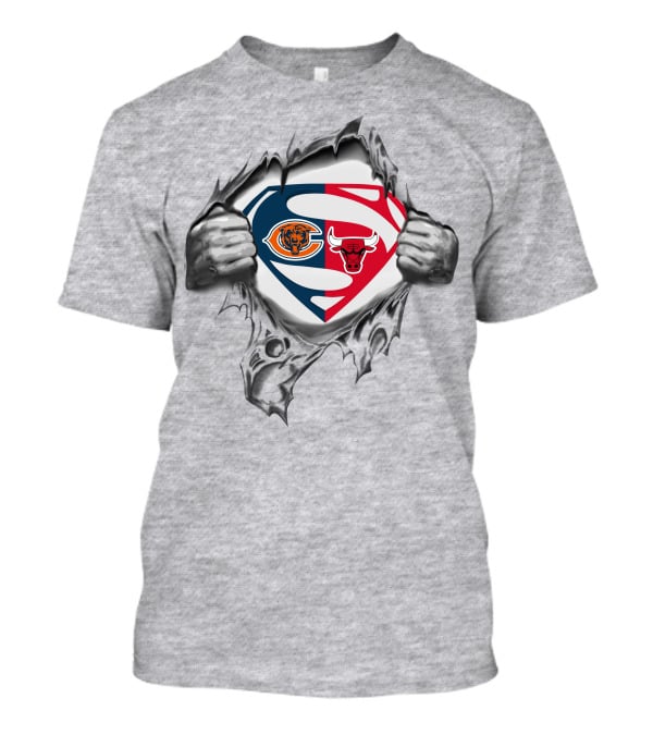 Chicago Bears Bulls Superman Emblem Crossover T-Shirt
