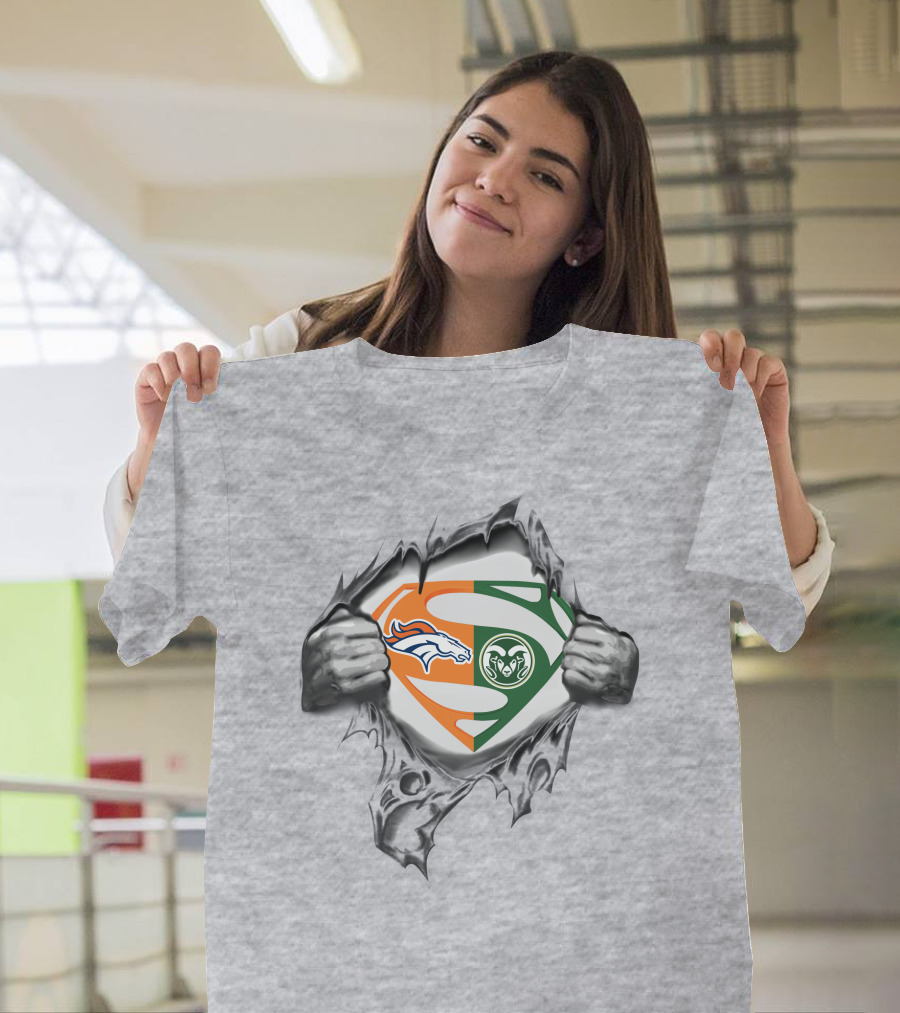 Broncos Colorado State Rams Superman Logo Crossover T-Shirt