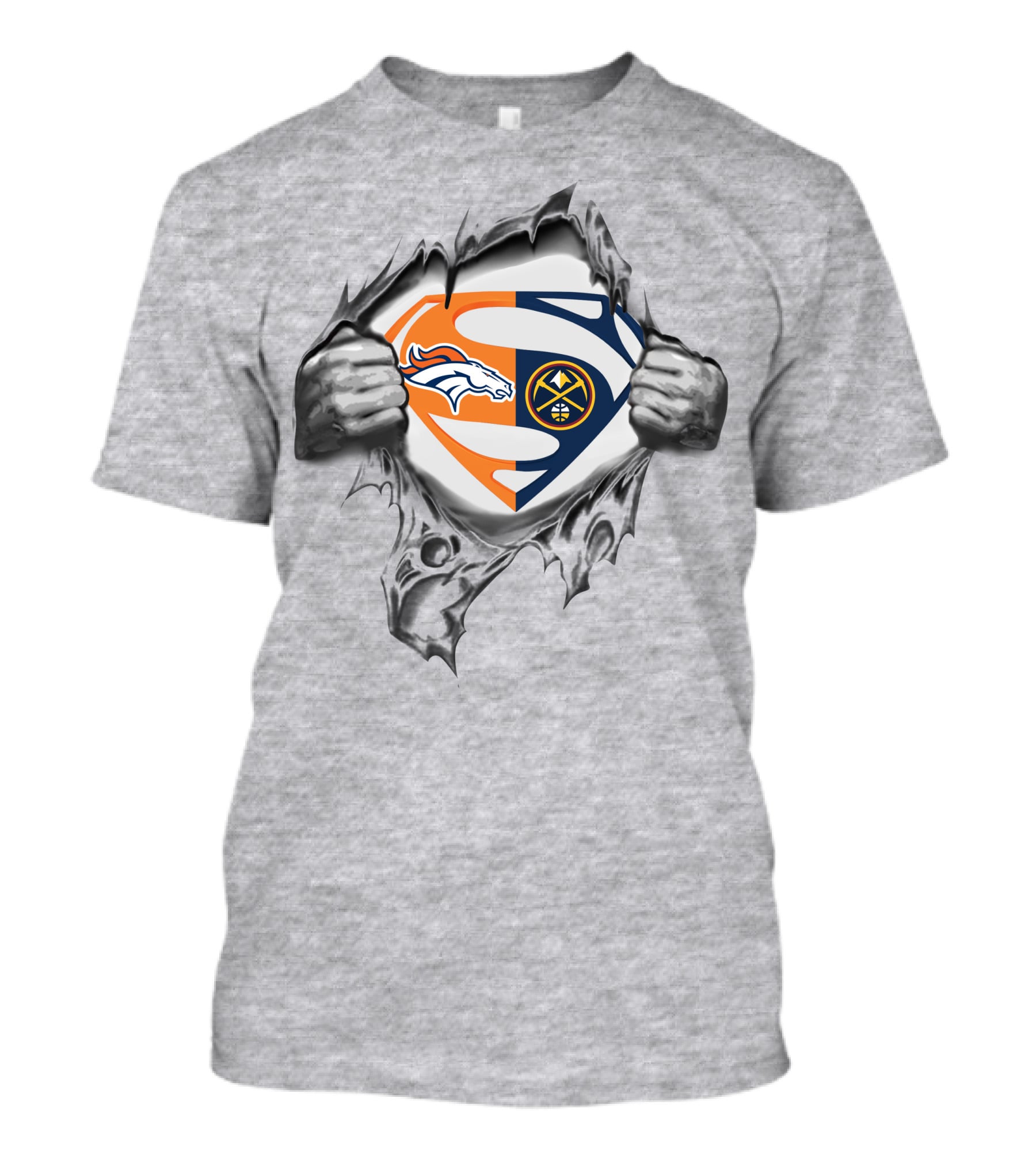 Denver Broncos Nuggets Superman Logo Mashup T-Shirt