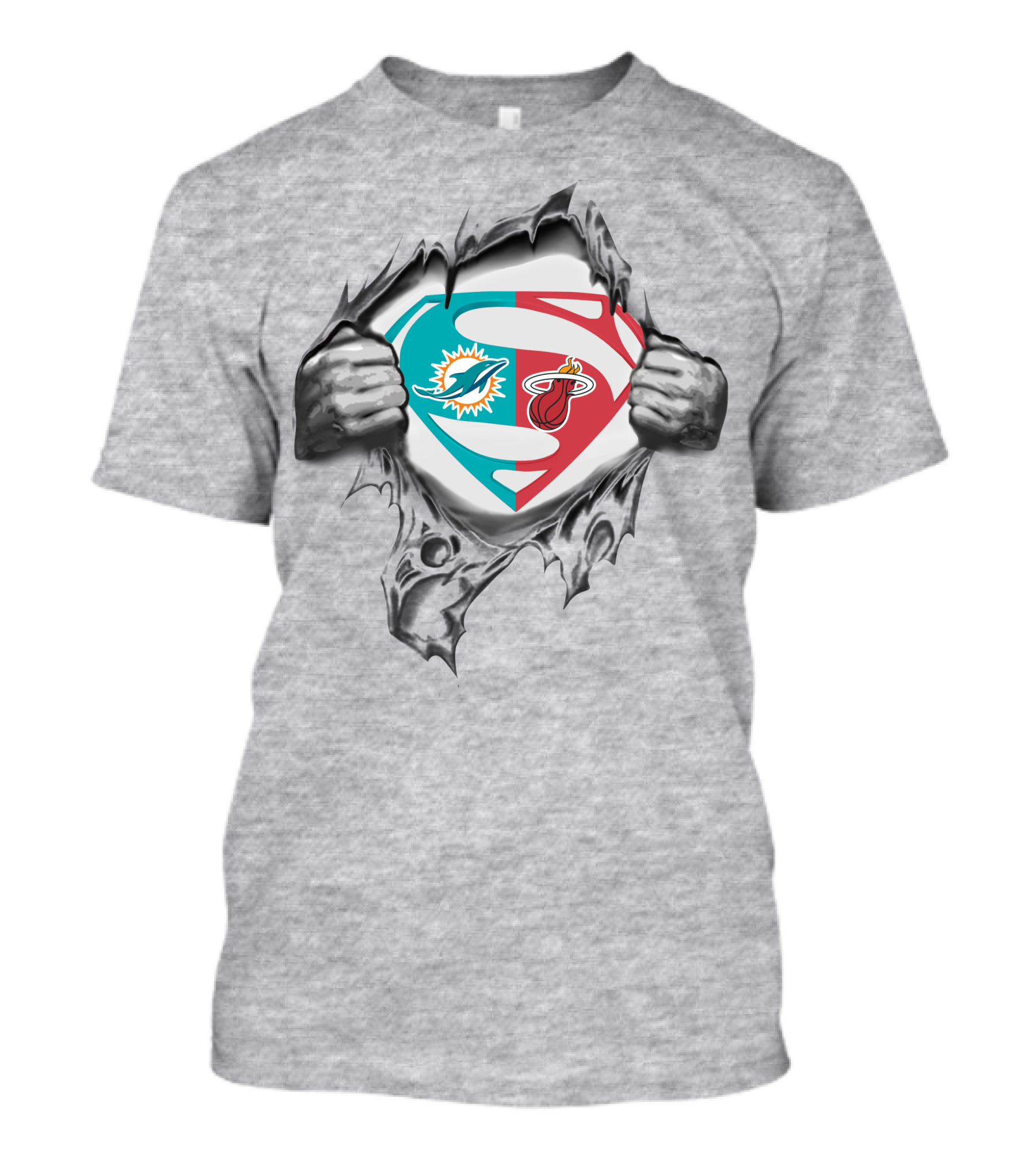 Miami Dolphins And Miami Heat Superman Logo Fusion T-Shirt