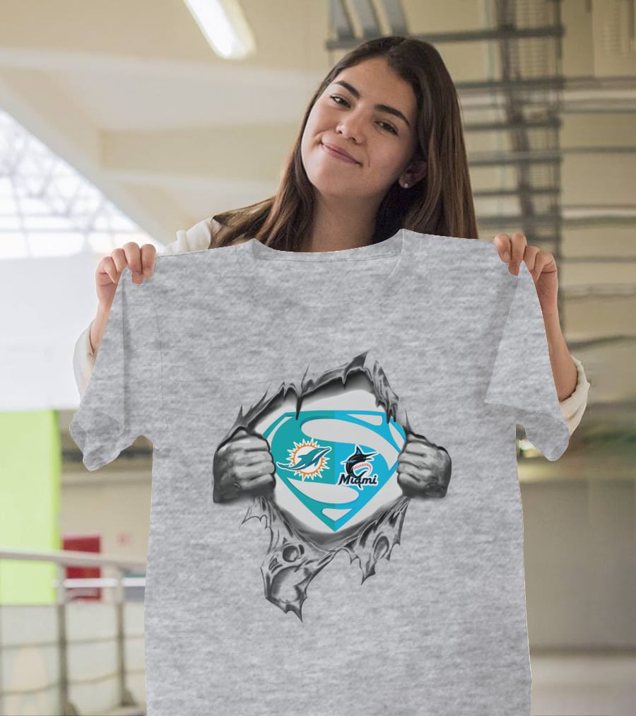 Miami Dolphins Miami Marlins Superman T-Shirt