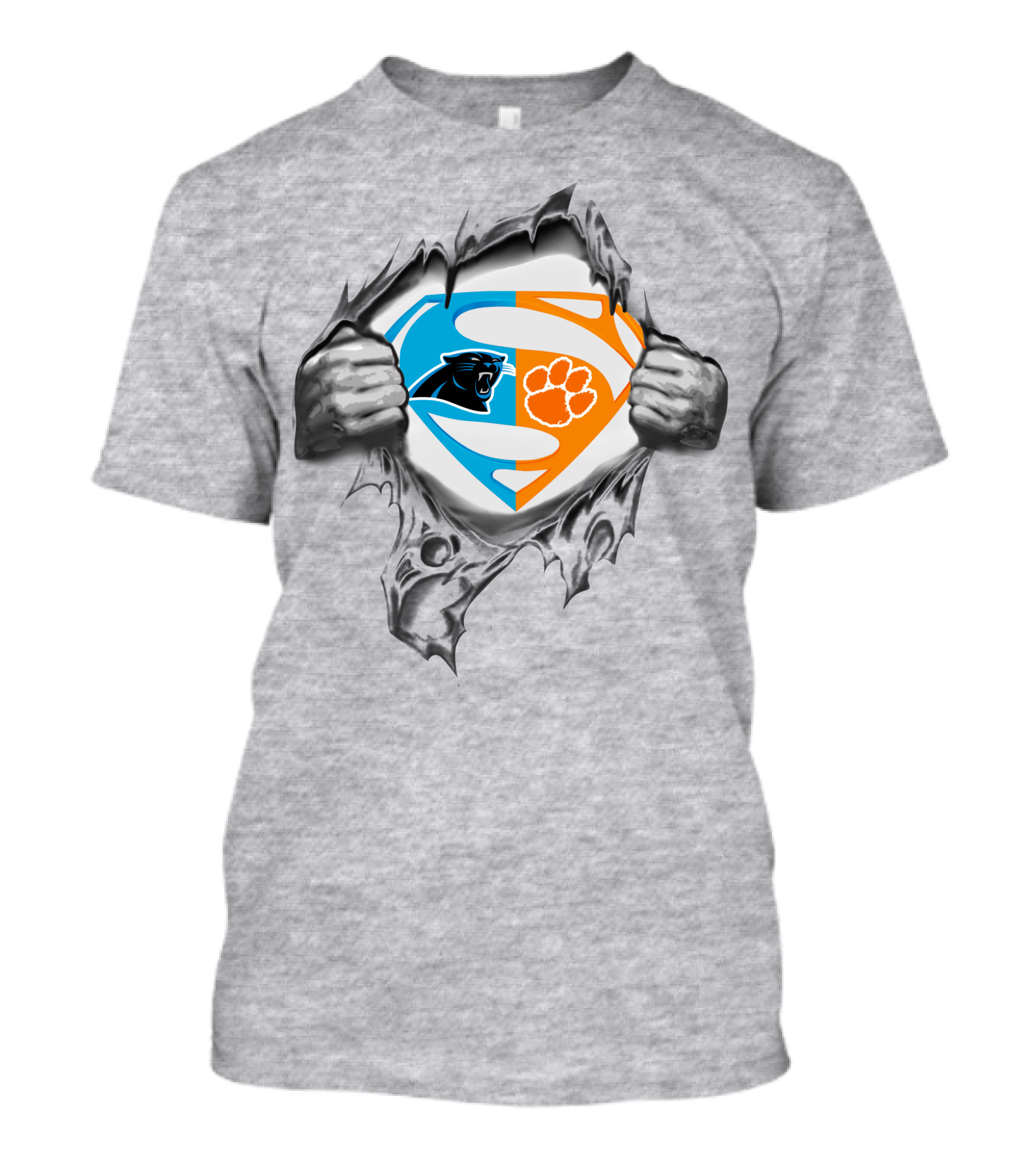 Carolina Panthers Clemson Tigers Superman Logo Combination T-Shirt