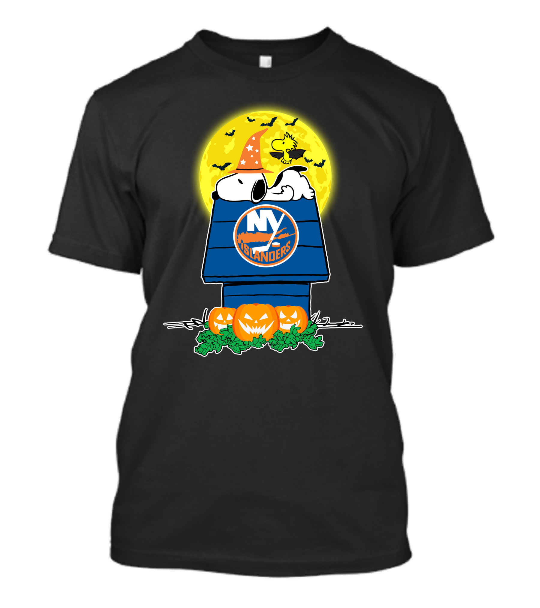 New York Islanders Snoopy Halloween Full Moon Pumpkins Wizards T-Shirt