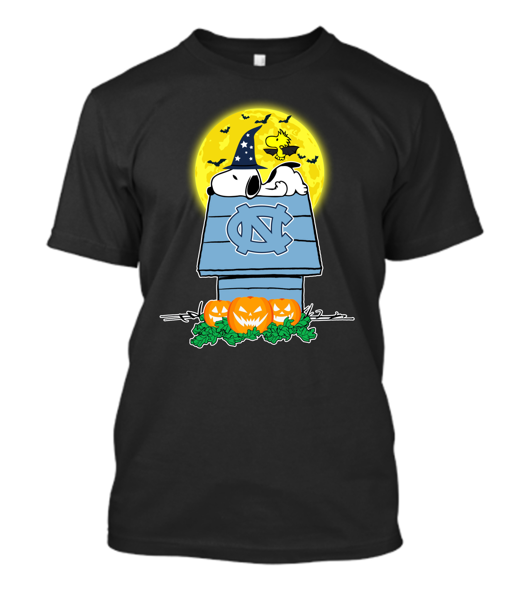 Snoopy North Carolina Tar Heels Halloween Pumpkins Moon T-Shirt