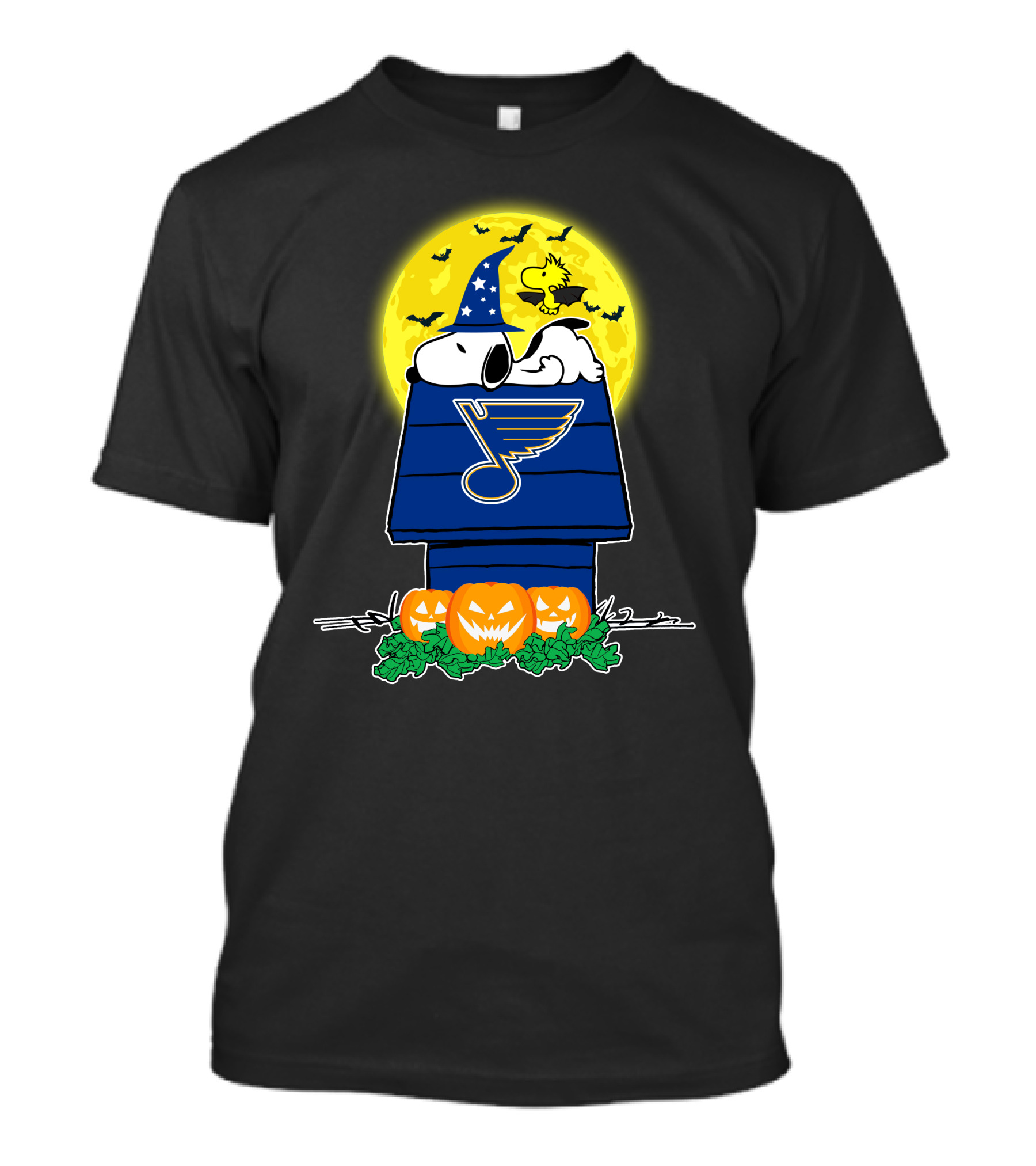 St Louis Blues Snoopy Halloween Moon Jack-O'-Lanterns T-Shirt