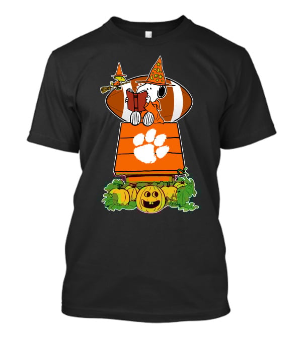 Clemson Tigers Halloween Snoopy Peanuts Football Pumpkin House T-Shirt