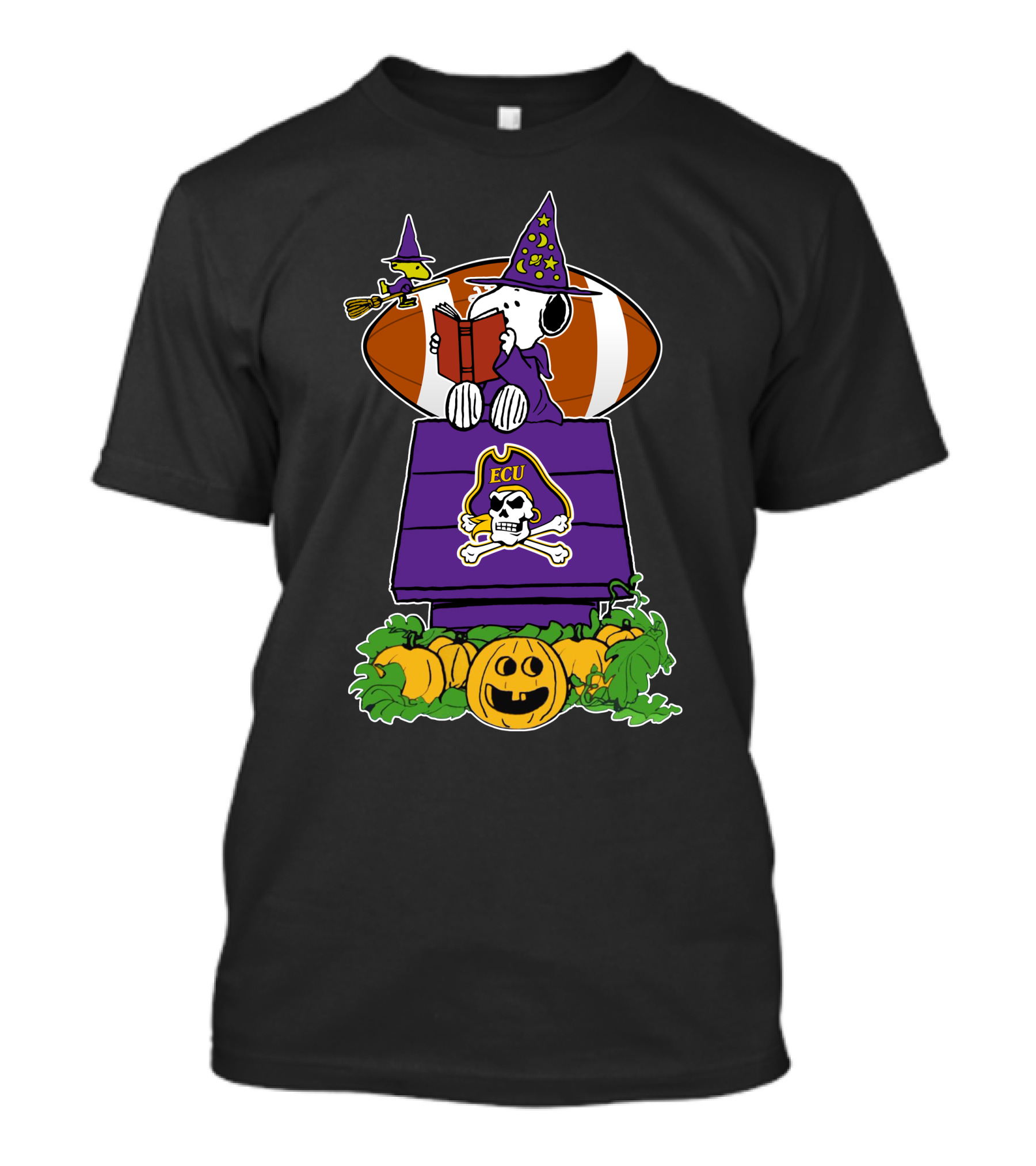 East Carolina Pirates Snoopy Halloween Ecu Football Doghouse Pumpkin T-Shirt
