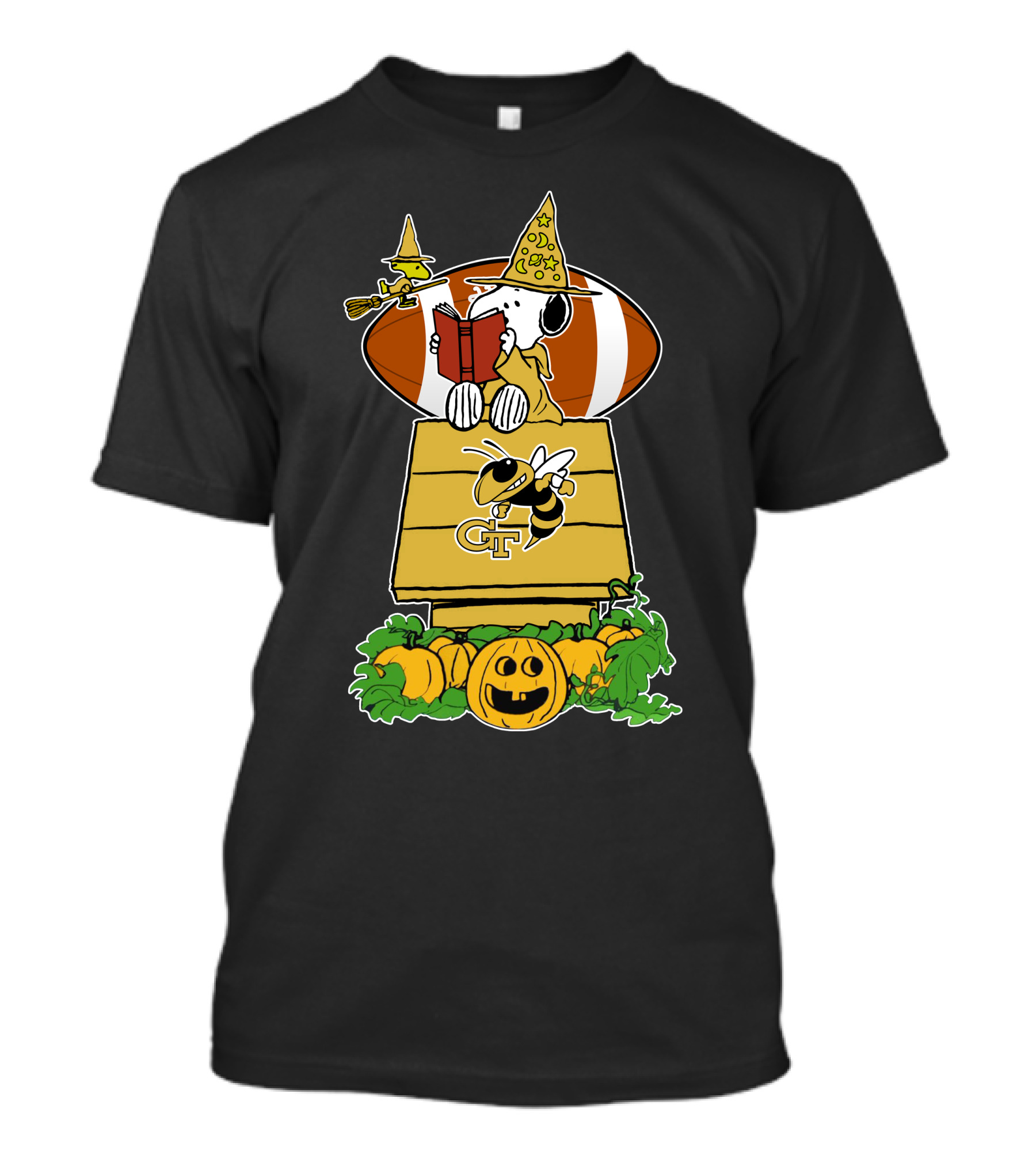 Georgia Tech Yellow Jackets Snoopy Halloween Football Magic Scene T-Shirt