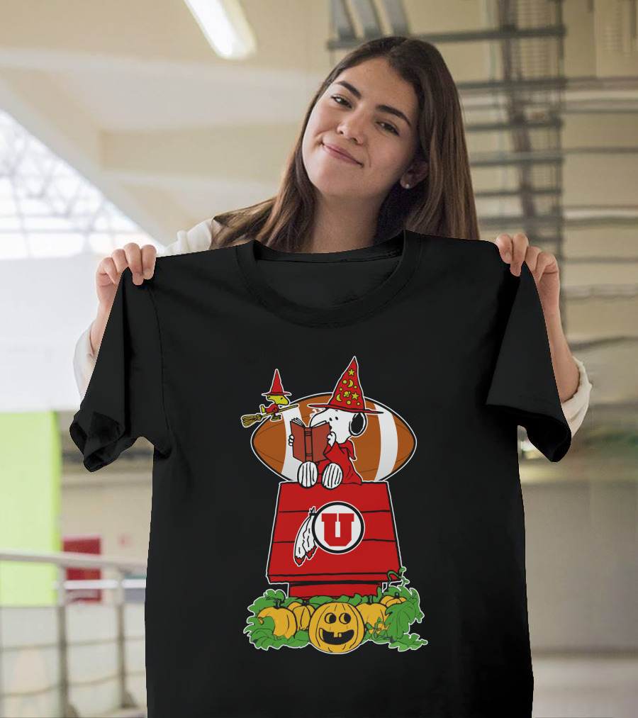 Snoopy Utah Utes Halloween Football Pumpkins T-Shirt