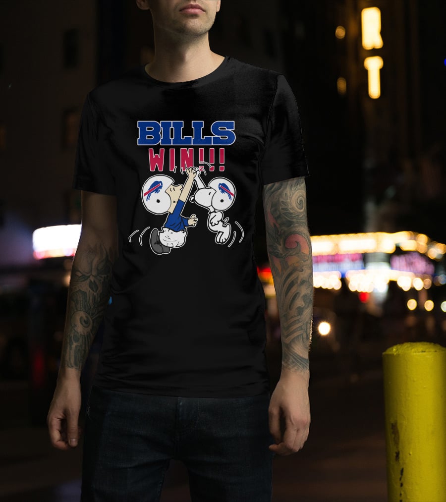 Bills Win!! Buffalo Bills Victory Iconic Celebration With Character Helmets T-Shirt