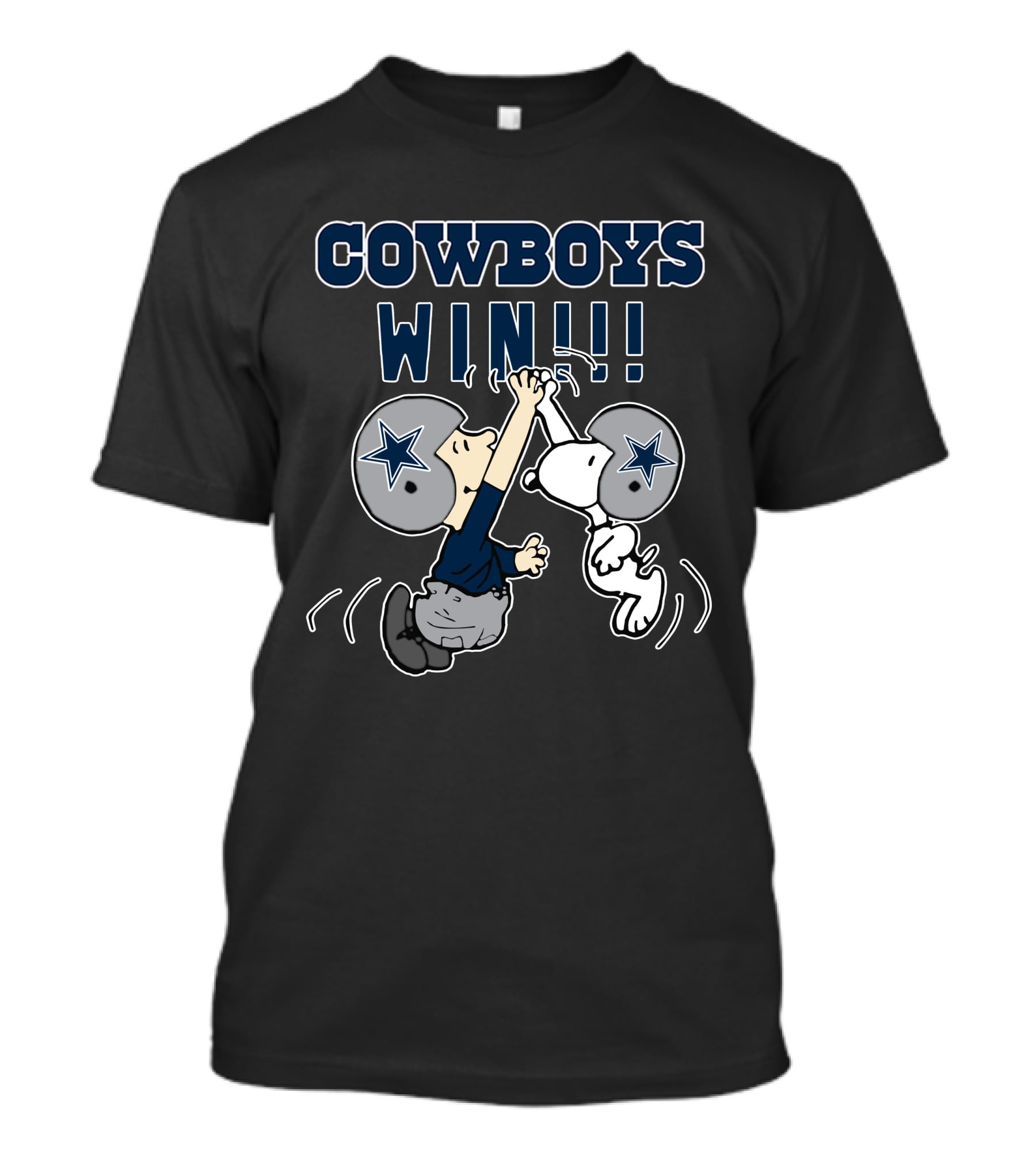 Cowboys Win!! Peanuts High Five Dallas Football Celebration T-Shirt