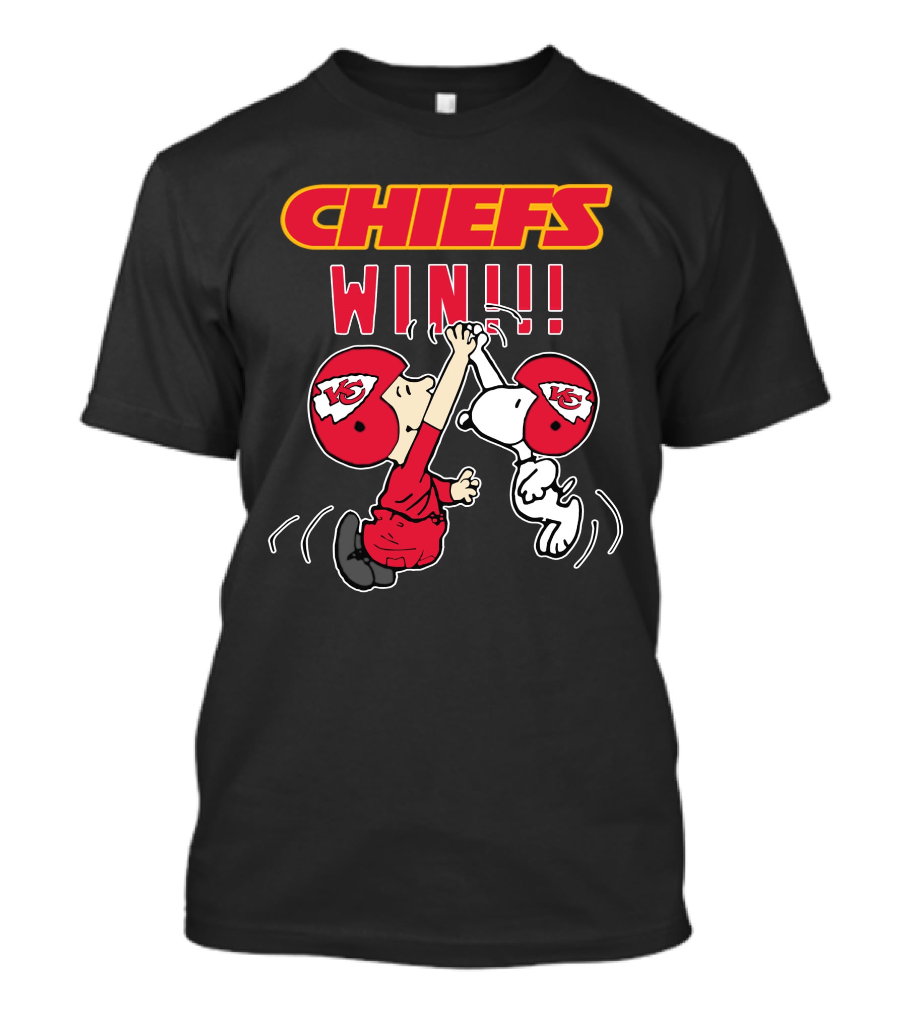 Chiefs Win!!! Kansas City Chiefs Helmet High-Five Football Celebration T-Shirt