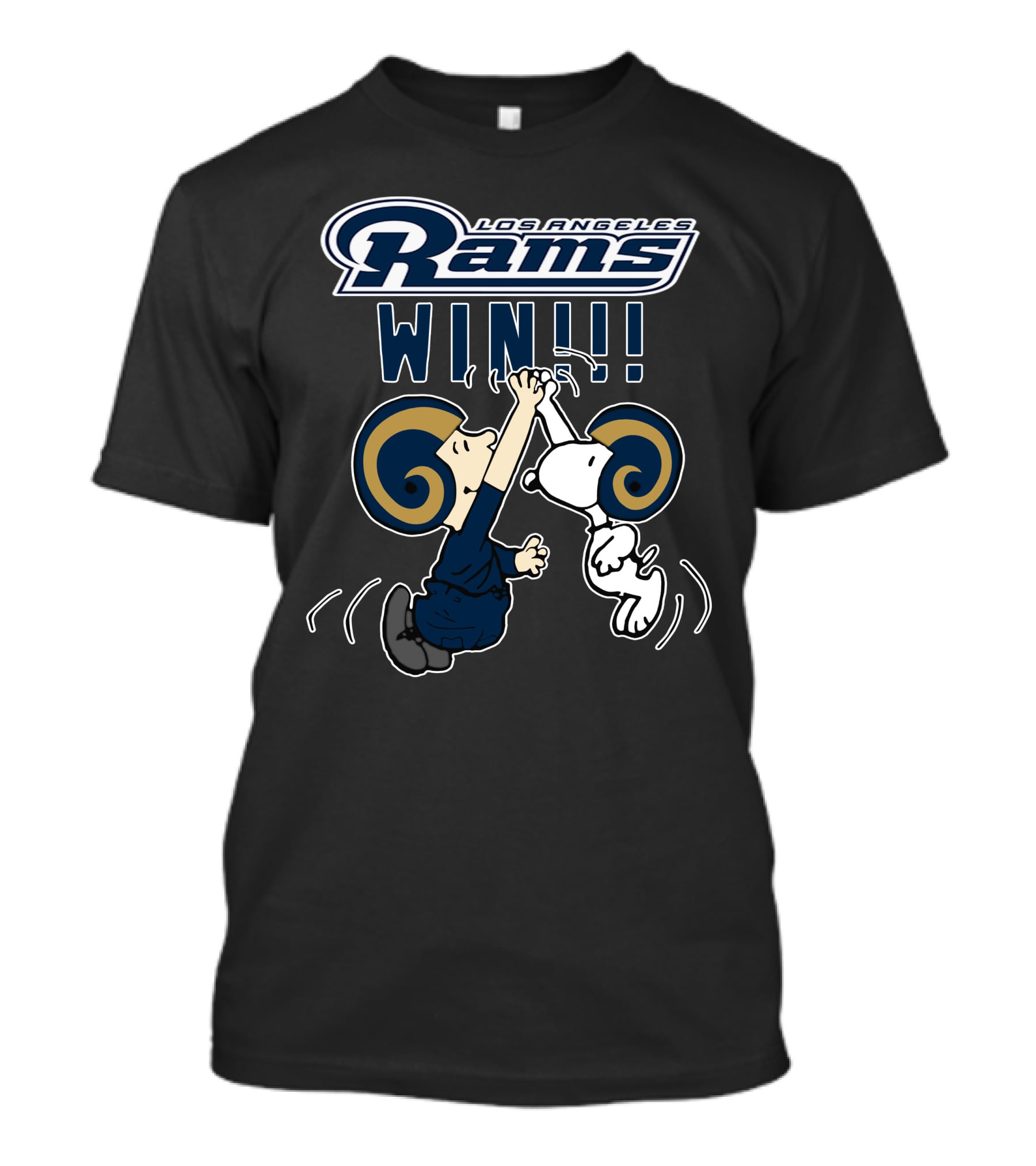 Los Angeles Rams Win Peanuts Characters High Five T-Shirt
