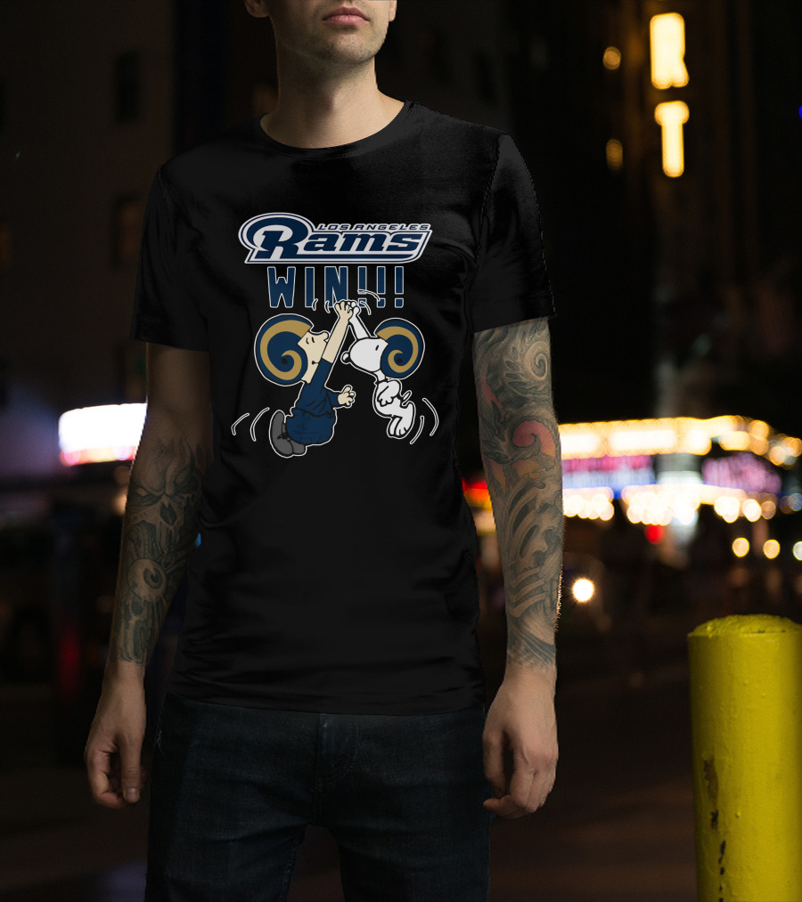 Los Angeles Rams Win Peanuts Characters High Five T-Shirt
