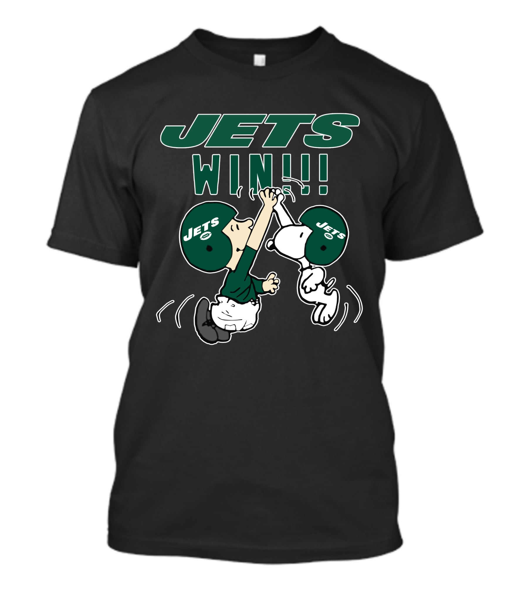 Jets Win Snoopy And Charlie Brown High Five Celebration T-Shirt