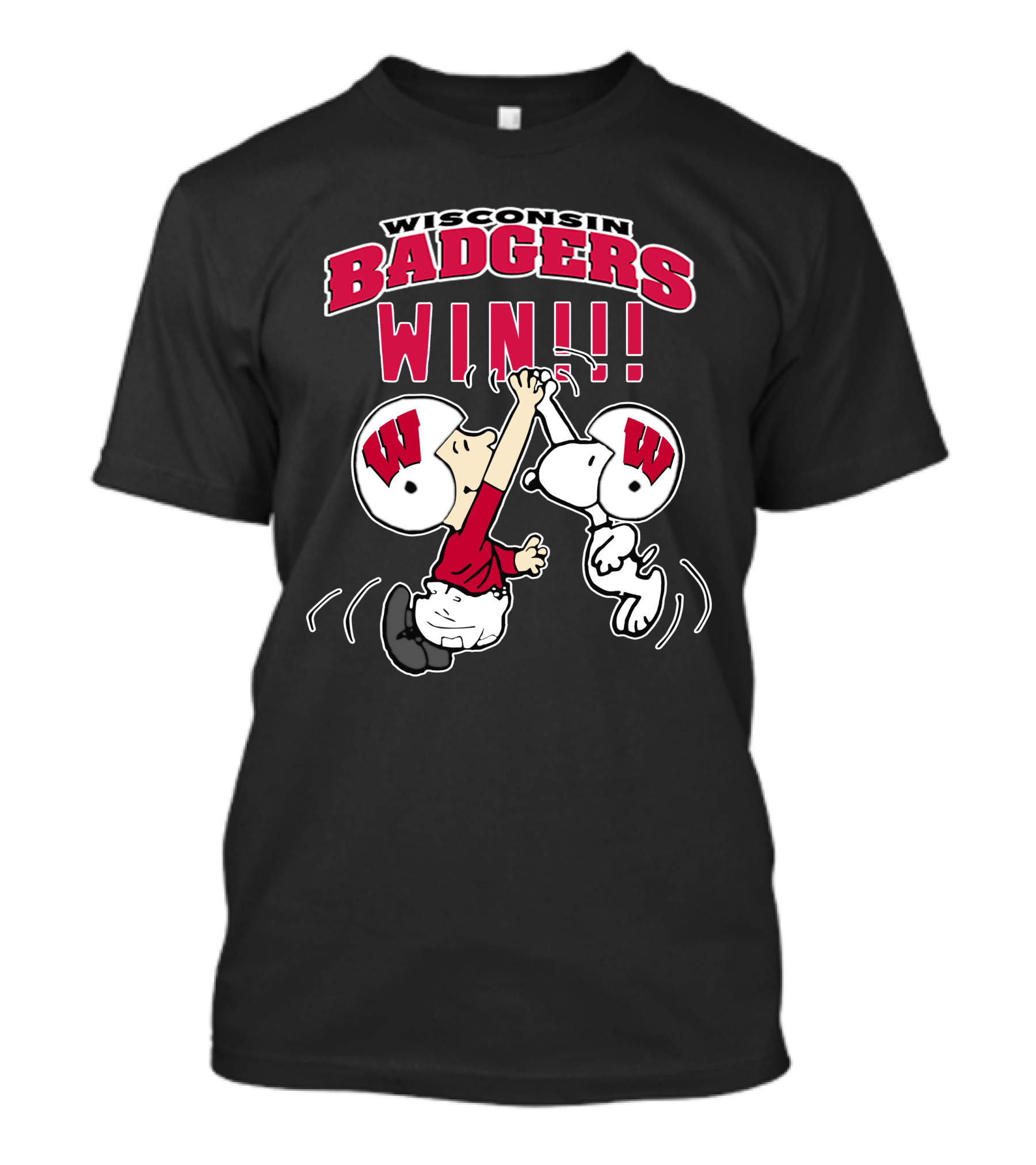 Wisconsin Badgers Win Peanuts Characters Celebrating T-Shirt