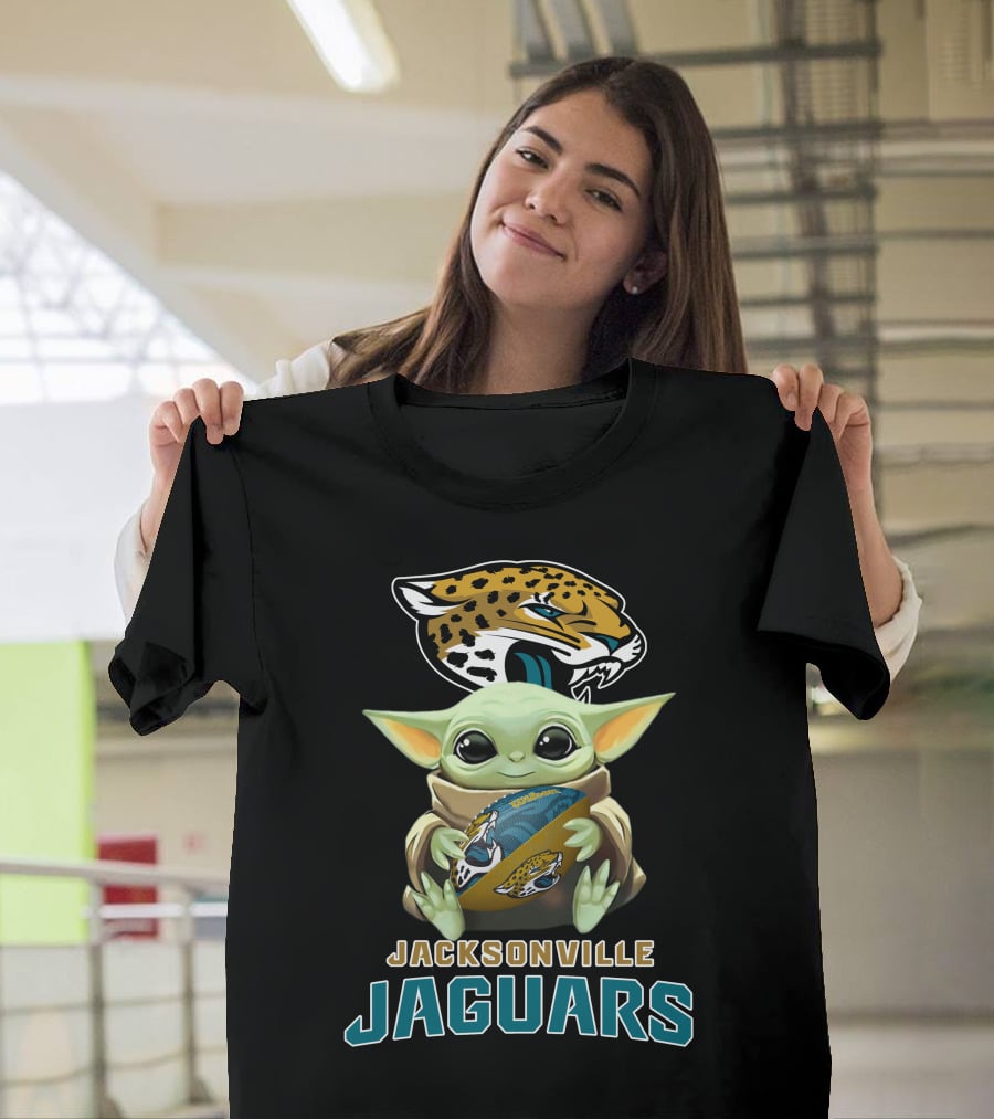 Jacksonville Jaguars Baby Yoda Holding Football With Team T-Shirt