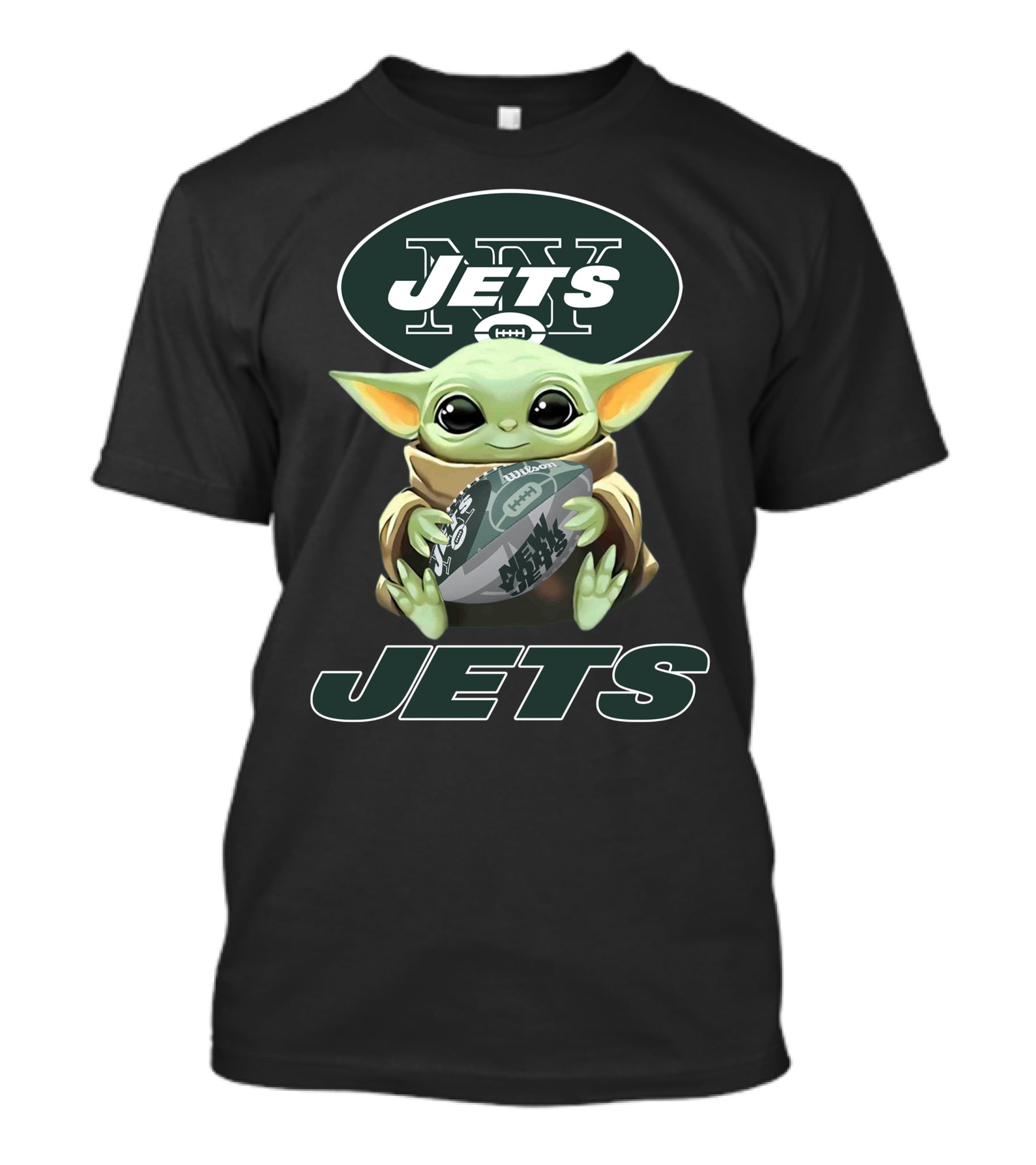 New York Jets Baby Yoda Football Fan Art Nfl Crossover T-Shirt