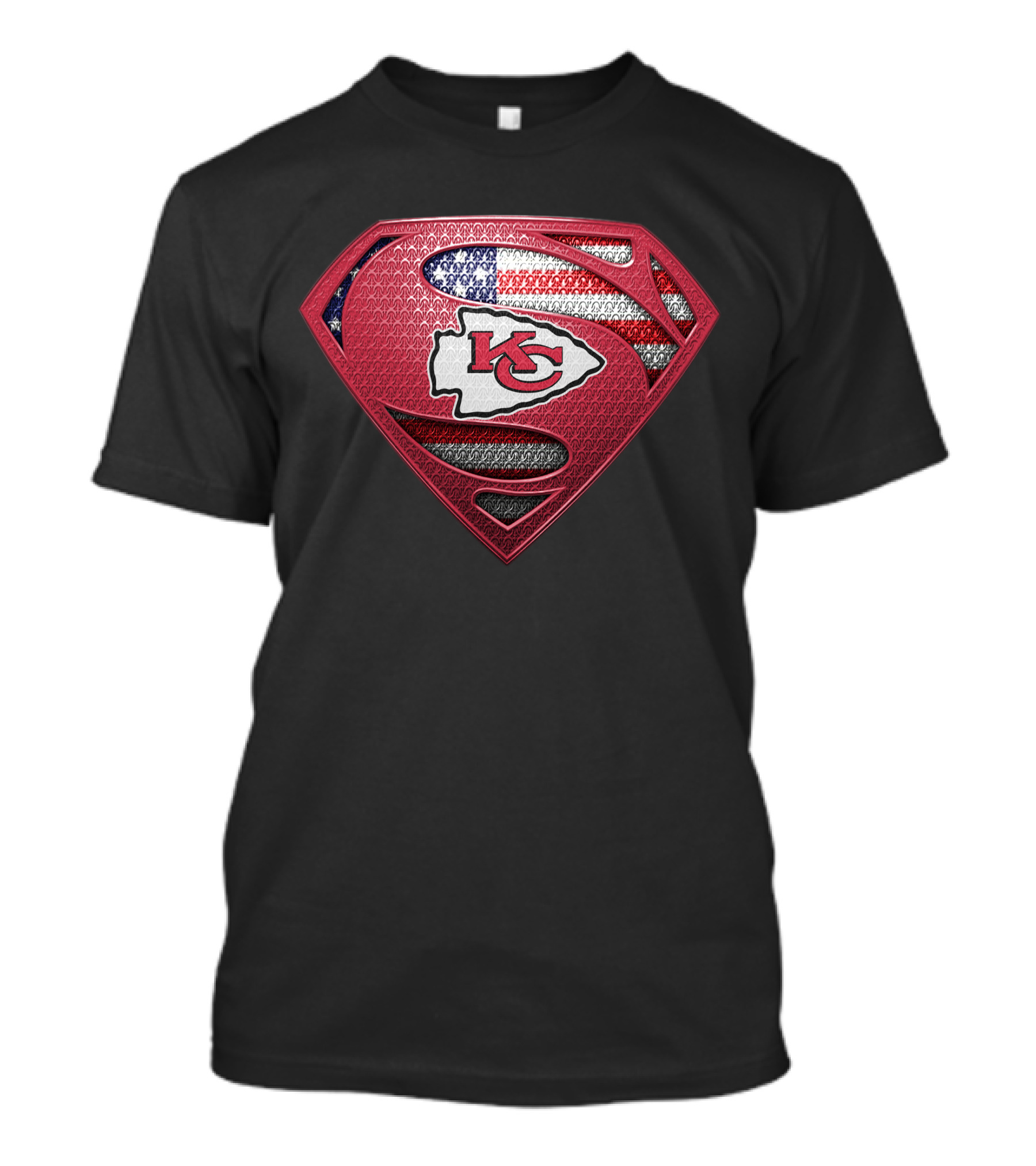 Kansas City Chiefs Superman Logo With American Flag T-Shirt